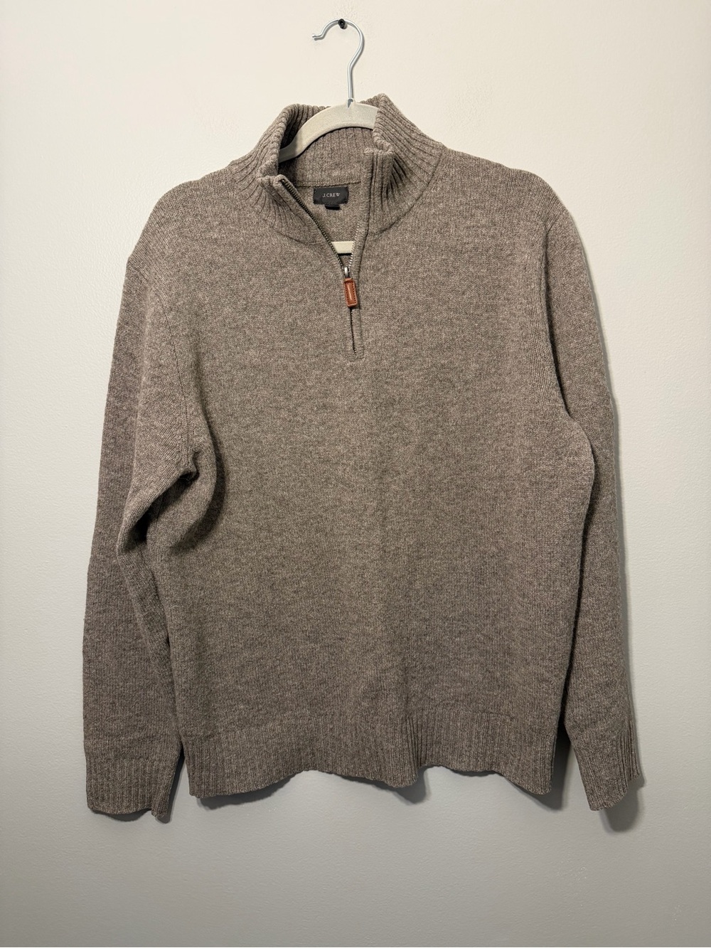 J. Crew Men's Quarter-Zip Sweater in Heathered Taupe-Brown